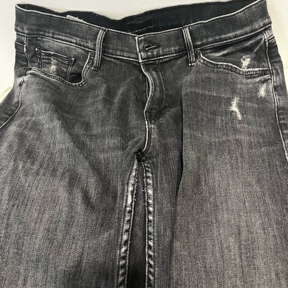 MOTHER The Dropout High Rise Distressed Straight Leg Boyfriend Black Jeans 26 - Picture 9 of 9